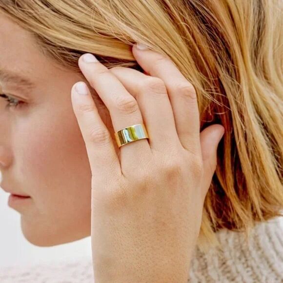 NEW Gorjana 18k Gold 6 Brass Rose Ring Cigar Band Thick Stacking Layering Boho - Picture 2 of 10